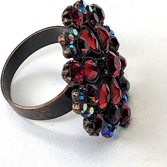 Red Ring Red Flower Ring Adjustable Flower Motif Ring-NEW - Picture 3 of 8